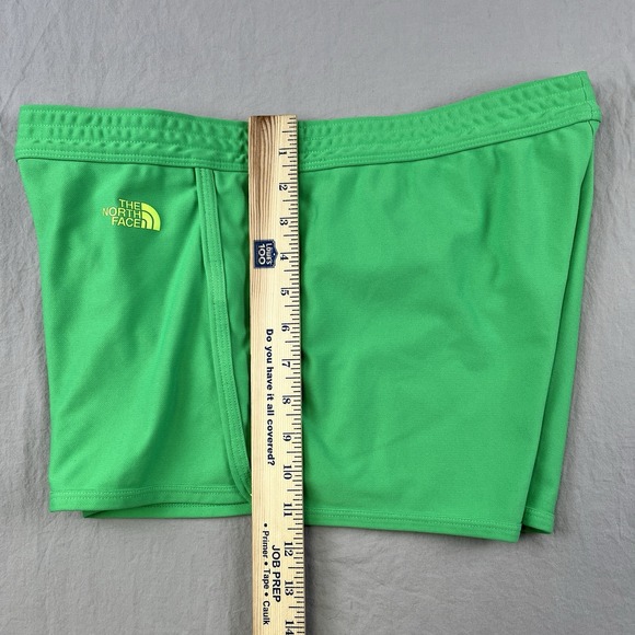 NORTH FACE Sunriser Logo Shorts Womens Large Green Split Hem Running Performance - Picture 7 of 9